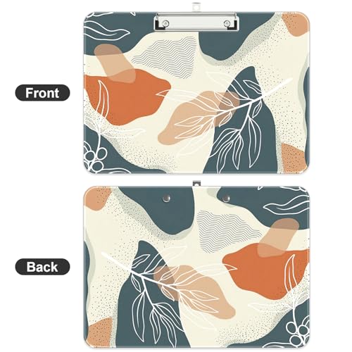 Image of Plastic A4 Clipboard Landscape, Fashion Clip Board with Low Profile Clip for Drawing, Sketching, Art Supplies, Drafting Supplies, Boho Leaf