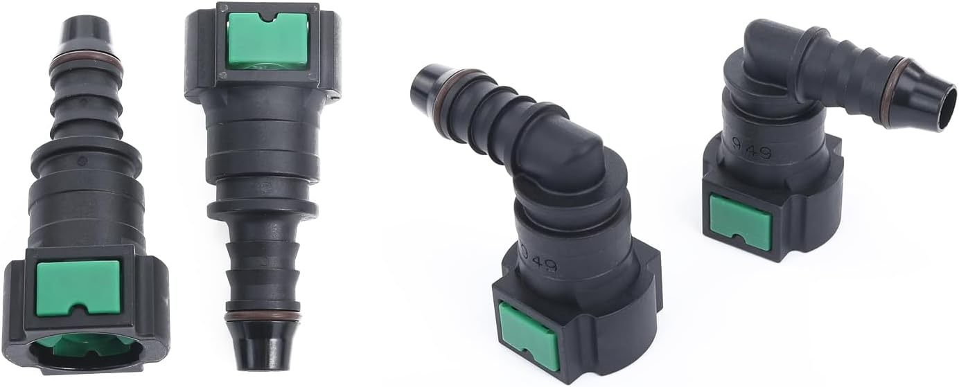 AC PERFORMANCE Plastic Fuel Fitting Quick Connect Female 3/8 Tube to Male 3/8 Barb, Straight and 90 Degree