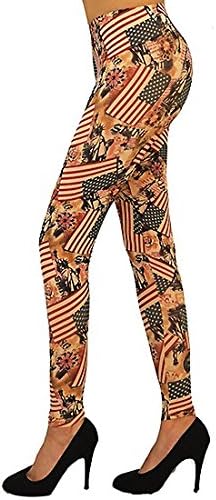 Pickyboo Women's Vintage Patriotic American Print Leggings