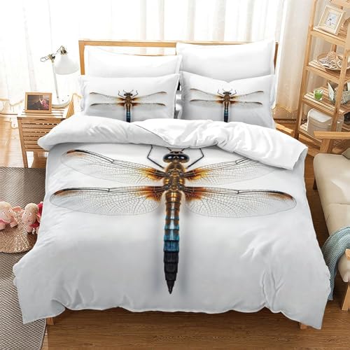 Housse de couette libellules 3D et taies d'oreiller pour lit enfant - 3