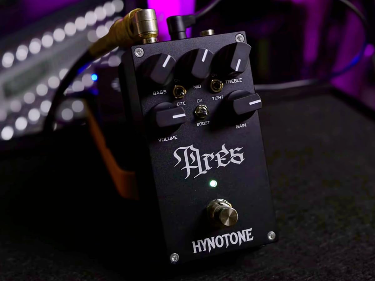 HYNOTONE ARES pedal connected to a guitar and amplifier