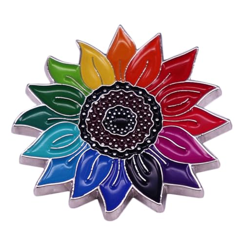 Rainbow Sunflower Enamel Pins LGBT Pride Lesbian Gay Lapel Pin Badges Cartoon Plant Flower Metal Brooch Asexual Bisexual Transgender Symbol Badge Jewelry Gifts
