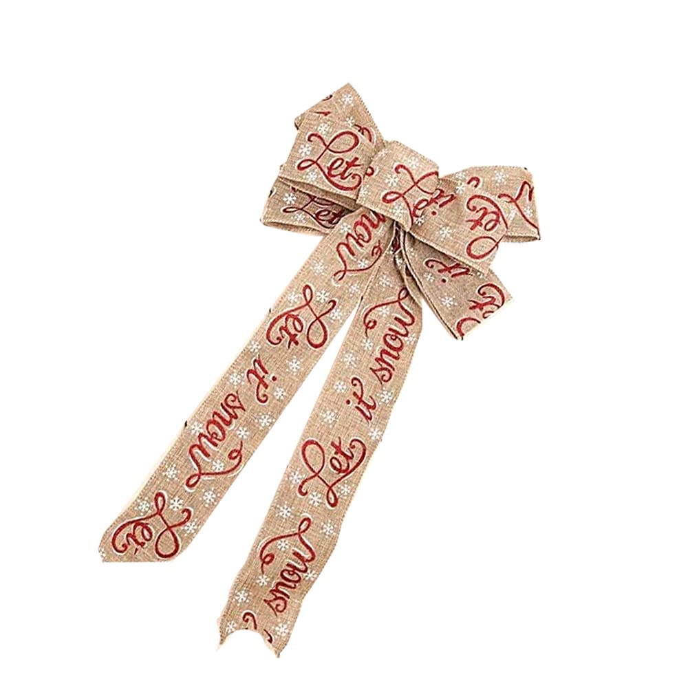 10m Hessian Ribbon Christmas Wired Ribbon Vintage Ornaments Christmas Printed Ribbon Roll for Christmas Crafts Decoration, Floral Bows Craft