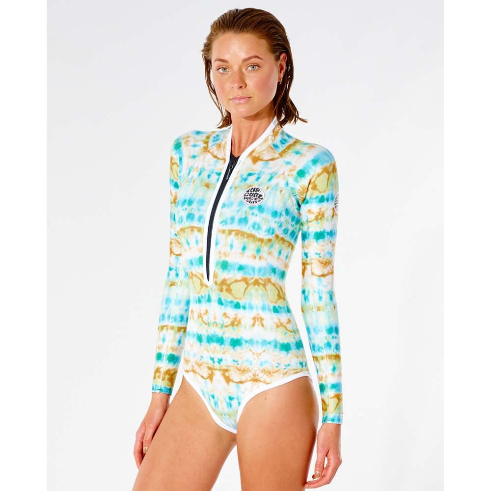 RIP CURL Traje de Neopreno G-Bomb 1mm de Manga Larga Cheeky Shorty para Mujer - Agua Clara - Estiramiento fácil - 100% Neopreno E5