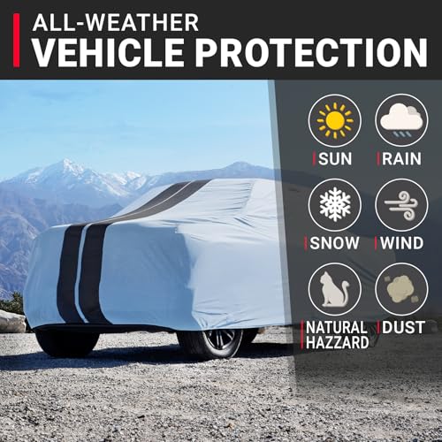 Image of iCarCover Premium Truck Cover for 1980-1996 Ford F-150 Extended Cab, 6.5 ft. Regular Bed Heavy Duty Waterproof All Weather Automobiles Custom Fit Exterior UV Snow Rain Protection (Stripe - Gray /Black)