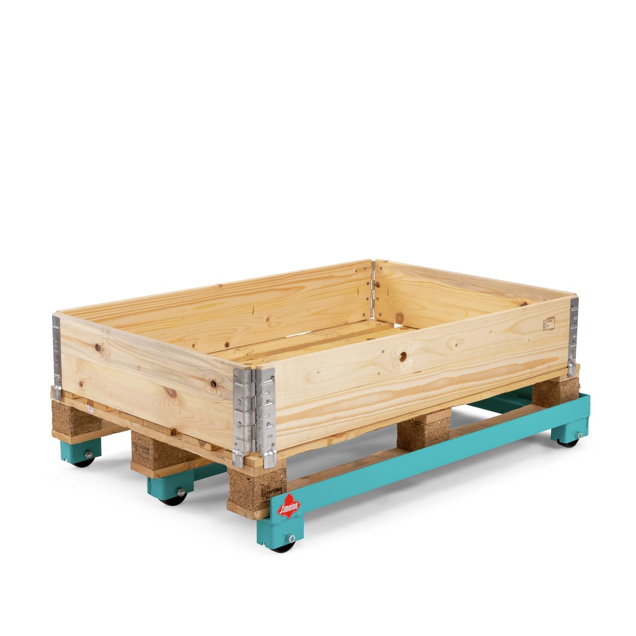 Ameise Paletten-Fahrgestell | 1.000 kg Tragkraft | HxBxT 90 x 800 x 1.200 mm | für Euro-Paletten | stabile Stahlkonstruktion | 90 mm Ladehöhe | geprüfte Qualität | Transportroller | Transporthilfe