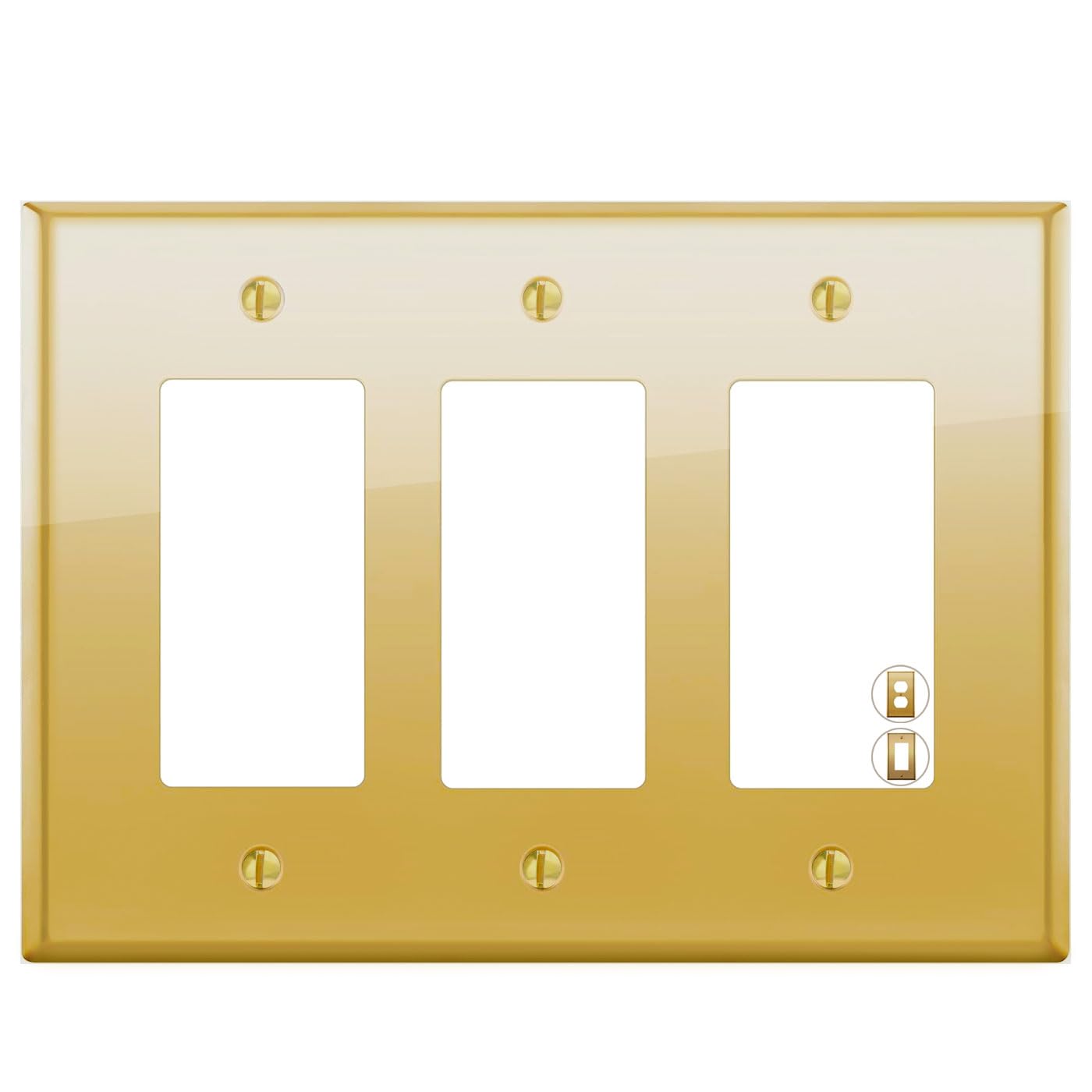 Rio Salto BRASS Polished Gold Triple Rocker Light Switch Wall Plate or ...