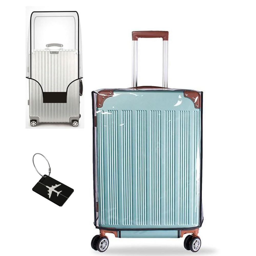 MosaiRudo Klare PVC wasserdichte Koffer-Abdeckungen Gepäckabdeckung mit Luggage Tag Protectors Transparenter Reisegepäckschutz für Radkoffer Suitcase Luggage Cover