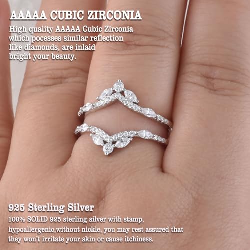 Newshe Jewellery Moissanite Wedding Ring Enhancer for Engagement Rings 925 Sterling Silver Marquise Promise Eternity Band Sz 5-103