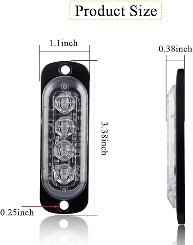 Miniatura 2 de Sidaqi Luces estroboscópicas de emergencia de montaje en superficie con rejilla de 4 LED azules, ultra delgadas para tableroparrilla, luz de
