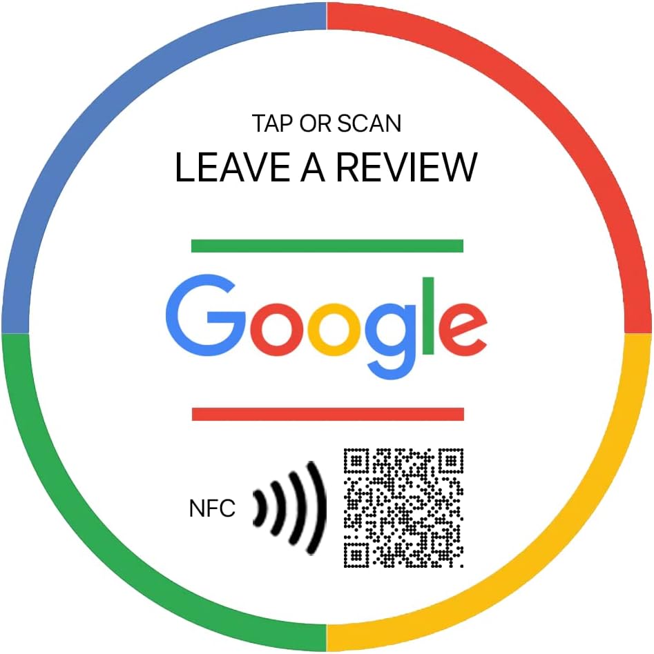 TAPiTAG Google Review NFC Tag & QR Code Card for Business 120mm- NO Subscription – Tap to Leave 5-Star Google Reviews, Contactless Review Card, No App Required, iPhone & Android Compatible
