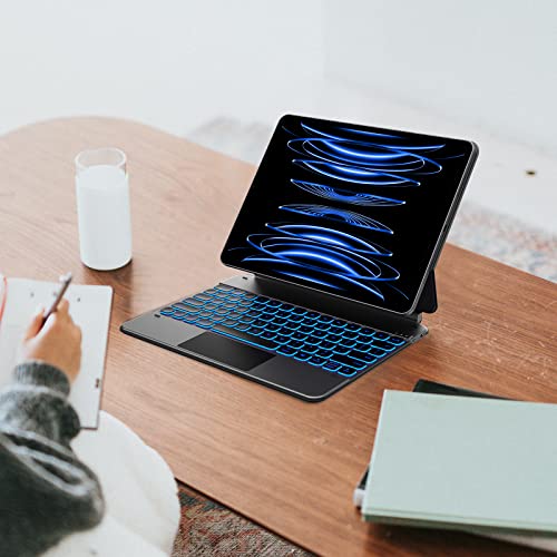 Typecase Edge Magnetic Keyboard Case For Ipad Pro 12.9 (6Th Generation, 2022) - Slim Keyboard Cover With Touchpad, 10 Colors Backlit For Ipad Pro 12.9 5Th (2021) & 4Th (2020) & 3Rd (2018) Gen - Black #TOP6