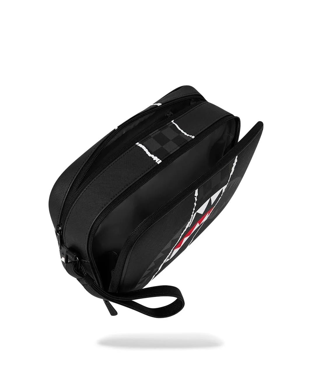SPRAYGROUND Pochette e beauty Nero Center Rip Revealing Grey Check TOILETRY