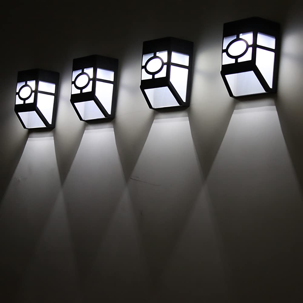 Solar Fence Light, Solar Wall Lights Outdoor - Outdoor LED Lighting - Waterproof Solar Garden Lights for Fence, Deck Patio, Front Door, Stair, Yard & Driveway Path in Warm White,White,6 packs