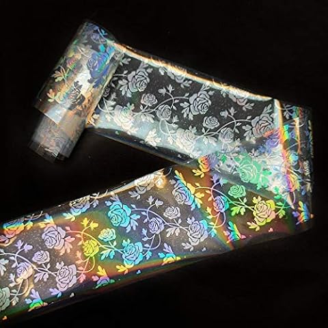 Nailart/Nagelfolie/Transferfolie - silber holo - Rose Cover
