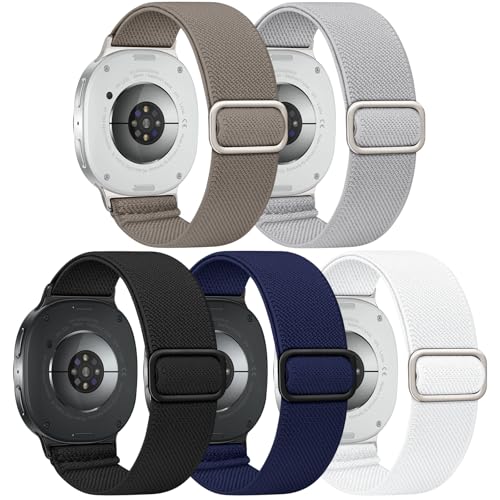 Image of Acextro 5 Pack Stretchy Bands Compatible with Samsung Galaxy Watch 7 6 5 4 FE Band 40mm 44mm 45mm /Watch 6 4 Classic 4 42mm 46mm 43mm 47mm /Active 2, 20mm Water-Resistant Elastic Nylon Sport Strap