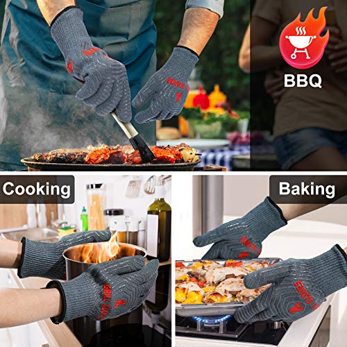 Gants barbecue QUWIN contre les brûlures de cuisine avec silicone isolant 800 °C