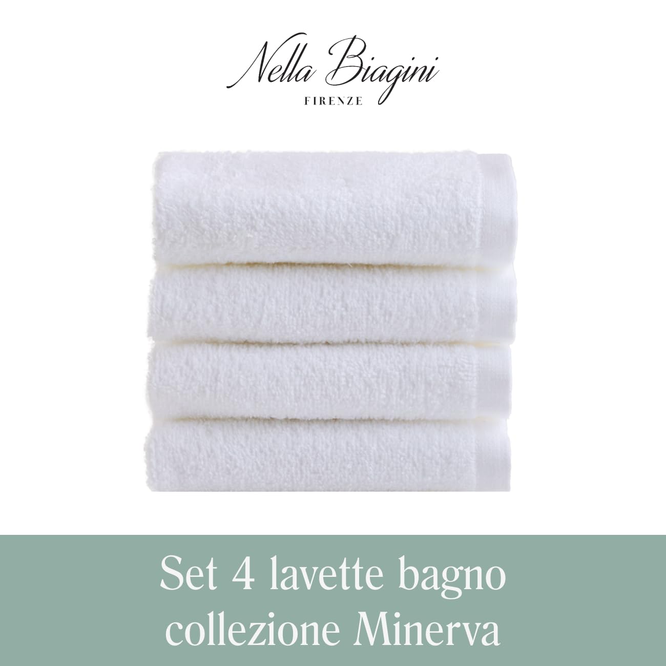 Set Serviette De Bain Set De 4 Serviettes De Bain NELLA BIAGINI 30x30cm - Coton éponge 420g/m² - Modèle Minerva Serviette 30x30