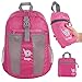 Bago Lightweight Small Hiking Backpack for Women and Men - 25L Travel Day Pack - Foldable Hiking Daypack Ultralight for Camping Outdoor Sports - Day Bag Packable Backpack for Travel (Pink)