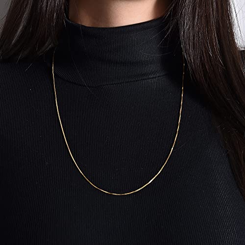 Italian Box Chain Necklaces For Women & Men -Lead & Nickel Free 925 Sterling Silver Chain -0.8Mm Cube Cut Necklace Chains With Lobster Clasp -Silver Jewelry For Anniversary, Birthday & Christmas, 18'' #TOP5