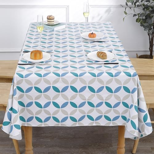 Image of Walrus Heavy Duty Vinyl Tablecloth with Flannel Backing Waterproof Oil-Proof Plastic Table Cloth Stain-Resistant Wipeable Table Cover for Indoor and Outdoor (Geometric Leaf,54x54 Inch)