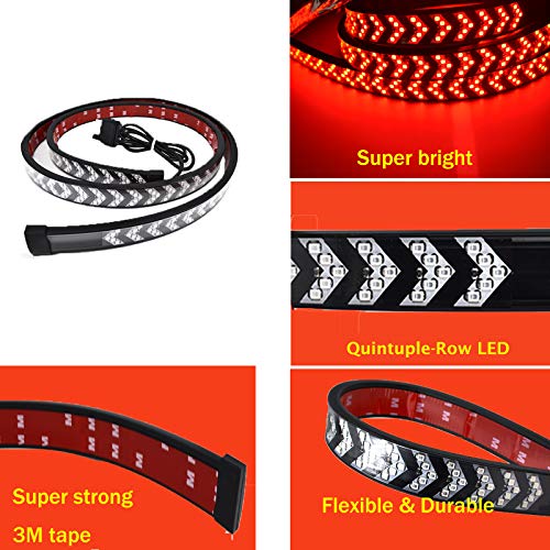 NBWDY LED Tailgate Light 60" Five Row LED Truck Tailgate Light Bar Red Running Turn Signal Brake Reverse Backup Tail light Strip for Pickup Trailer SUV RV VAN Jeep Car - Thumbnail 5
