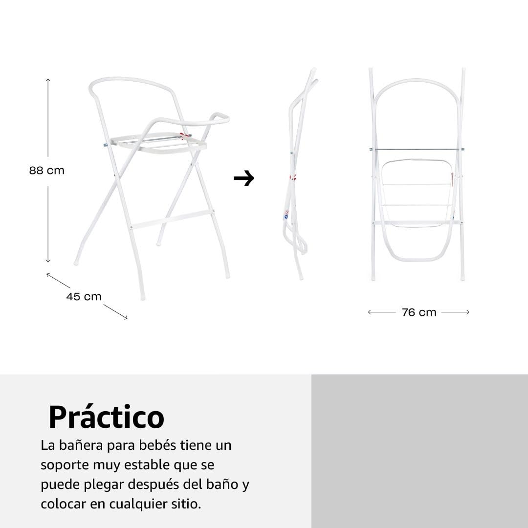 Hylat Baby Bañera para bebés con soporte y desagüe - Certificado TÜV Rheinland - ergonómica y cómoda para recién nacidos y bebés - Colección Lite - Color: Gris, Diseño: Friends