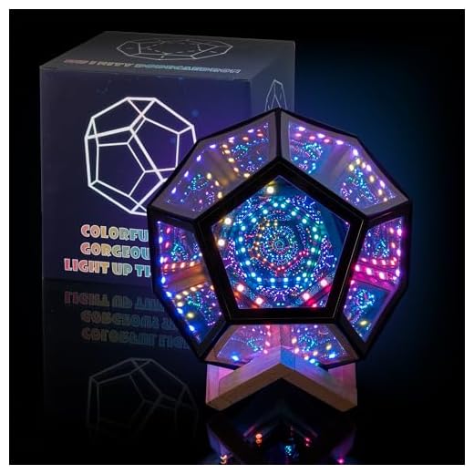 E.P.Light Infinity Dodecahedron Gaming Light, Cool RGBW Led Desk Table lamp Light for Bedroom Gaming Room Decor, USB Color Mood Changing Ambient Night Lighting lamp for Adult Children