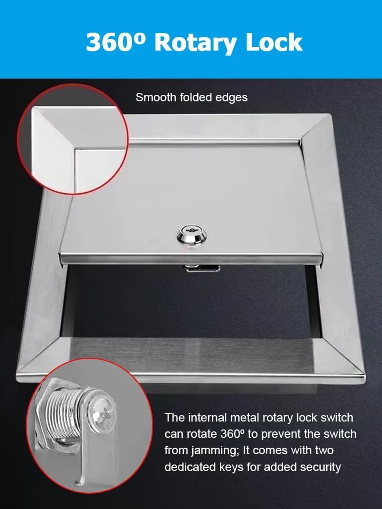 4-36 Inch Access Panel for Drywall, Wall or Ceiling Mounted Metal Door with Key Lock, Stainless Steel Frame, Wall Hole Cover, Plumbing Access Door for Electrical(61x97cm/24x38)
