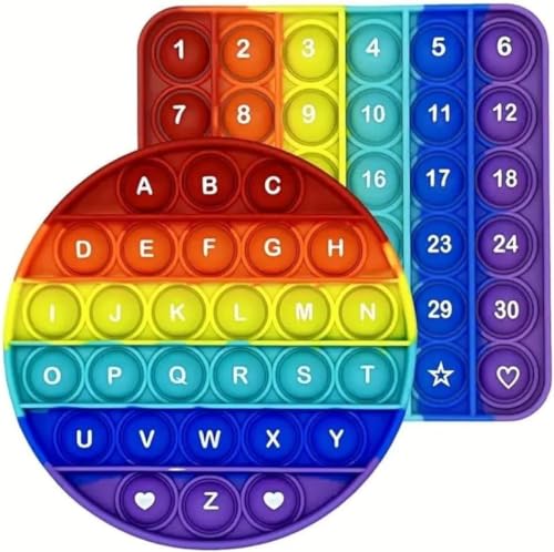 RANZAH 2-teiliges pädagogisches Zappelspielzeug, Push-Pop-Blasen-Sensorikspielzeug für Kinder und Erwachsene. Rainbow Popper Pop-up-Spielzeug für Spaß, Autismus, besondere Bedürfnisse, Silikon-Zappels