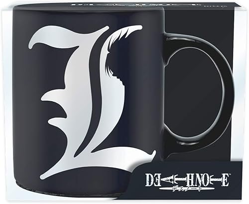 Miniatura 4 de ABYSTYLE Taza de café de cerámica de 11 onzas con el emblema de L's Emblem y The Death Note Rules Anime Manga Drinkware Home Essential Gift apto