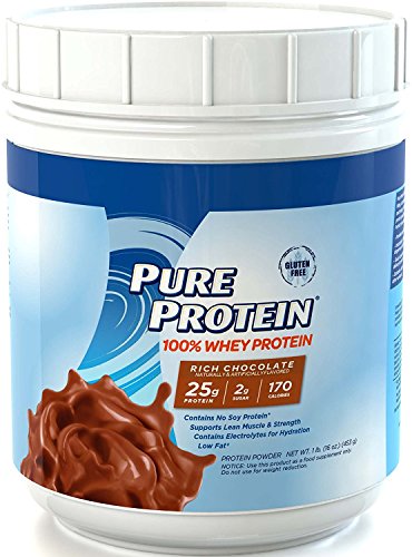 Pure Protein Powder, Whey, High Protein, Low Sugar, Gluten Free, Rich Chocolate, 1