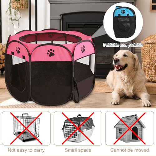 Tragbarer Welpenauslauf, Laufstall Hund für den Innen und Outdoor, Faltbarer Laufstall für Hunde und Katzen, Wasserdichtes Oxford-Tuch Welpenlaufstall für Katzen, Hunde, Kaninchen, 74x74x43 cm