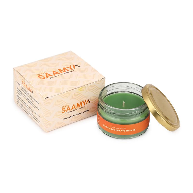 Image of ArunaSAAMYA Handcrafted Chocolate Scented Jar Candle I Sweet Fragrance (Spring Chocolate Breeze) I Pack of 1 I 120 GMS I Upto 40 Hours Burn Time