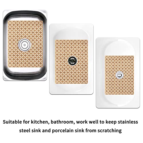 Qulable 2Pack Sink Mats For Bottom Of Kitchen Sink - Pvc Sink Protectors For Stainless Steel Sinks, Adjustable Sink Protector Drain Mat, Checkered Pattern Design, 11.8X15.7 (Bronze) #TOP4