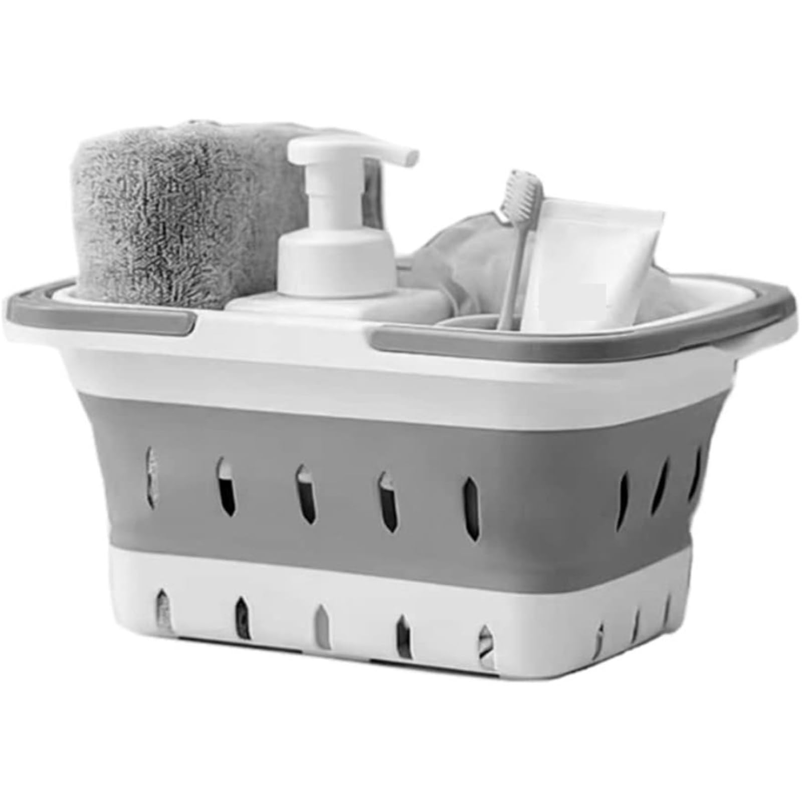 WSQHAO 2Pcs Collapsible Shower Caddy – Foldable Plastic Storage Basket With Handles For Dorm Bathroom Gym for Shower(Color1)