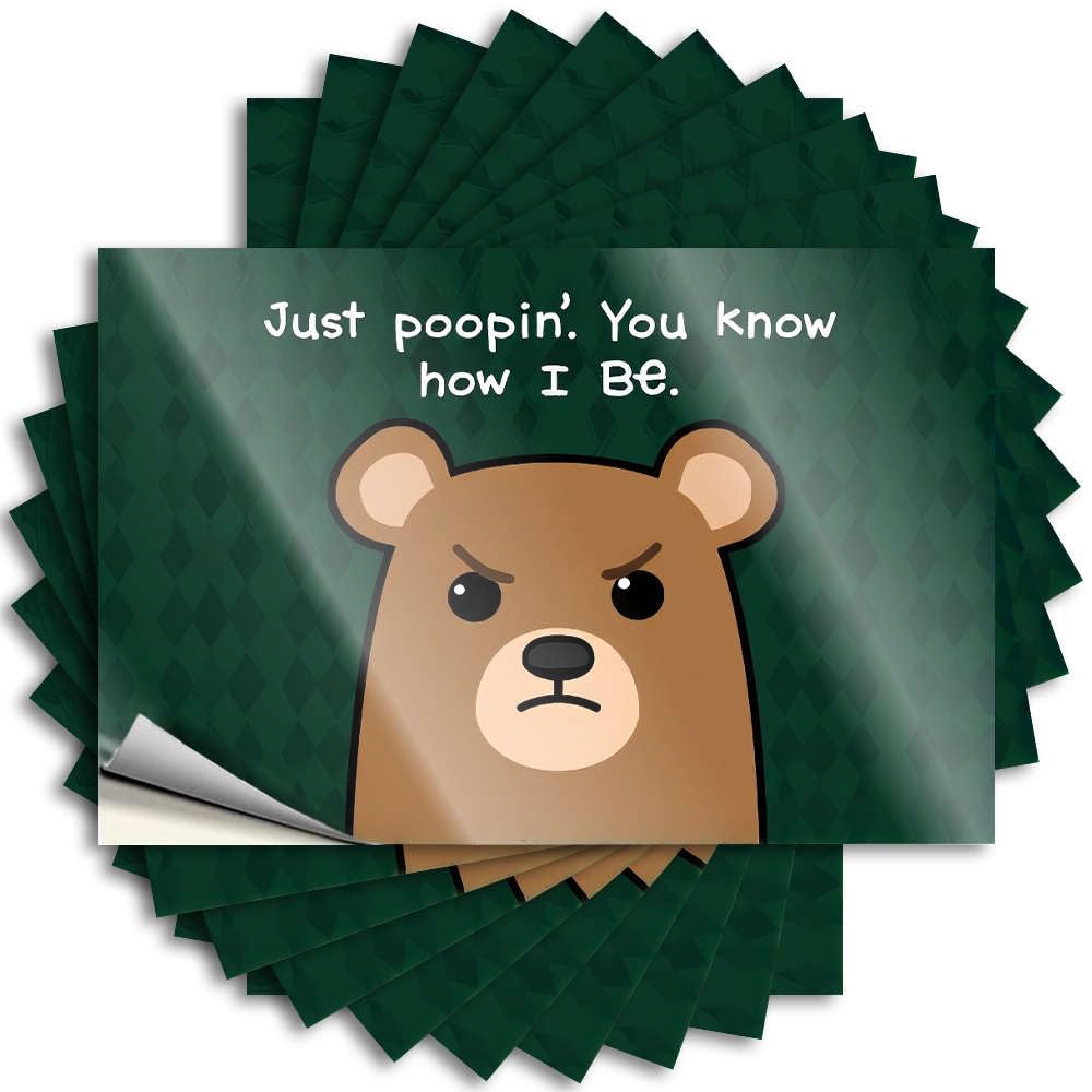 Lake House Decor Water Sticker - A Cartoon Bear with an Angry Expression Affirmation Durable Sticker Easy Apply for Motorcross Decor(12X18CM)