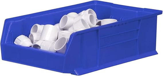 Akro-Mils 30280 Super-Size AkroBins Plastic Storage Bins, Space-Saving Stackable Bins for Garage, Classroom, Warehouse Organization, 20 L x 12 W x 6 H, Blue, 4-Pack