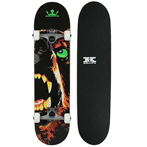 Krown Rookie Animal Skateboard - Pro Style Quality - Maple 7-Ply Deck, Aluminum Trucks, Urethane Wheels, Precision Bearings - The Perfect Beginners First Board