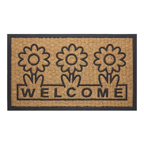 ACHIM Front Door Mat for Outdoor Entrance - 18 Inch Length, 30 Inch Width (Daisy) - Welcome Mat - Waterproof Doormat Rugs for Front Patio Entryway - Outdoors & Indoor Floor Mats Home Décor