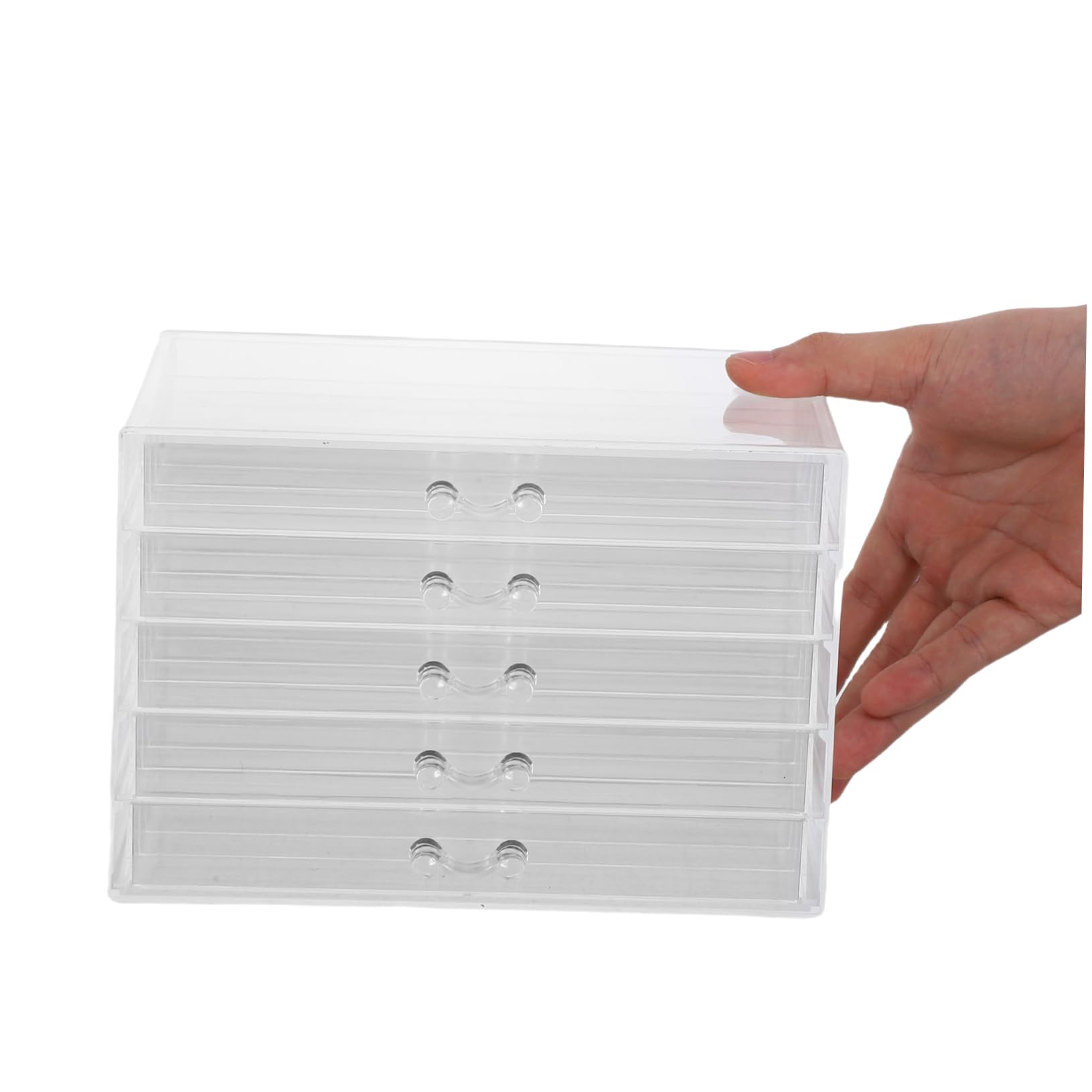 Scatola Porta Gioielli 5 Cassetti Trasparenti, Plastico | Organizzatore Compatto Scomparti Indipendenti, Design Trasparente, per Donne e Ragazze