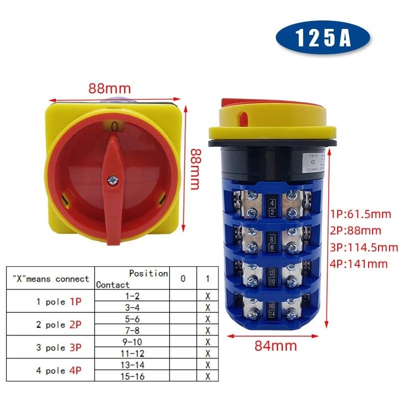 1PC LW26GS-125A Candado APAGADO-ENCENDIDO Dos Posiciones 1P 4 Terminales Selector de Cambio Interruptor Leva Rotativo Controls Switches