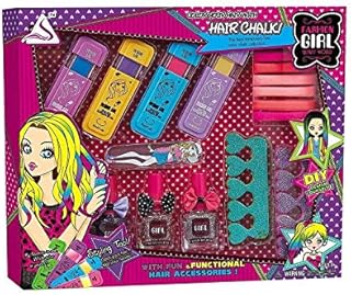 koolbitz Fashion Kids Girl Styling Temporary Hair Chalk Set, Chalk Your Hair, Washable Dye Hair Colour with Nail Polish Hair Bands and Accessories, Colourful Birthday for Girls