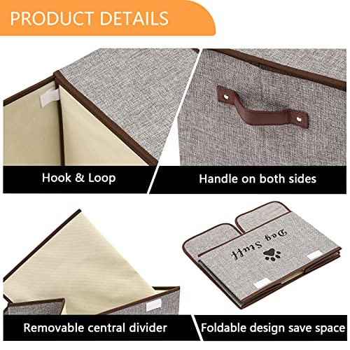 Dog toy box with lid dog storage organizer perfect basket for dog toys living room, playroom, closet, home organization and storage - LightGray - Image 5