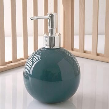 Ceramic Soap Dispenser for Bathroom Kitchen Shower Round Ball Shaped Decorative Modern Minimalist Refillable Hand Lotion Pump Bottle for Liquid Soap Shampoo Lotions Gray Green