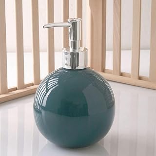 Ceramic Soap Dispenser for Bathroom Kitchen Shower Round Ball Shaped Decorative Modern Minimalist Refillable Hand Lotion Pump Bottle for Liquid Soap Shampoo Lotions Gray Green