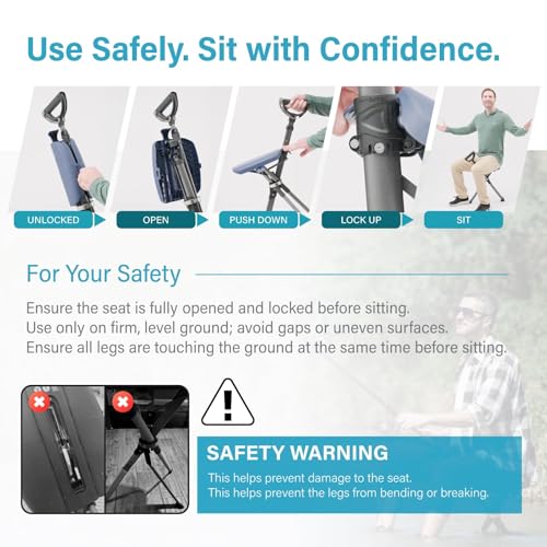 Image of STEP2GOLD Ta-Da Chair Series 2 PRO, Portable Trekking Hiking Pole, Folding Walking Stick with Seat, Walking Cane with Chair, Foldable Chair, Lightweight Aluminum, Easy Carry and Storage, Anti-Slip