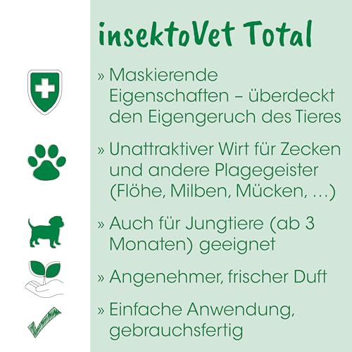 insektoVet Total 50 ml – Duftölspray zur tierspezifischen Geruchsüberdeckung gegenüber Lästlingen – von Floh, Mücke und Bremse bis hin zur Zecke