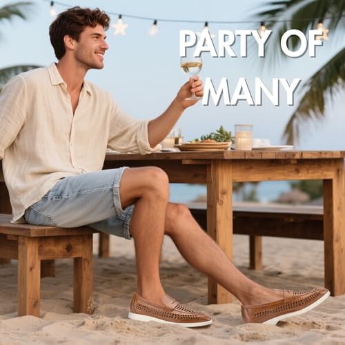Image of Meijiana Men's Genuine Leather Loafers Slip-On Moccasins Suede Dress Shoes, Lightweight and Breathable with Rubber Sole Stylish Mens Loafers