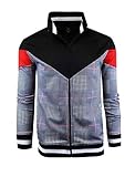 SCREENSHOT-F11957 Mens Urban Hip Hop Premium Track Jacket - Slim Fit Side Taping Checker Pattern Urbanwear Fashion Top-Black/Patch-Xlarge